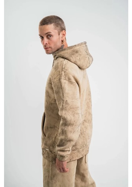 Double Oversize Kapşonlu Yıkamalı Sweatshirt - Bej modelleri