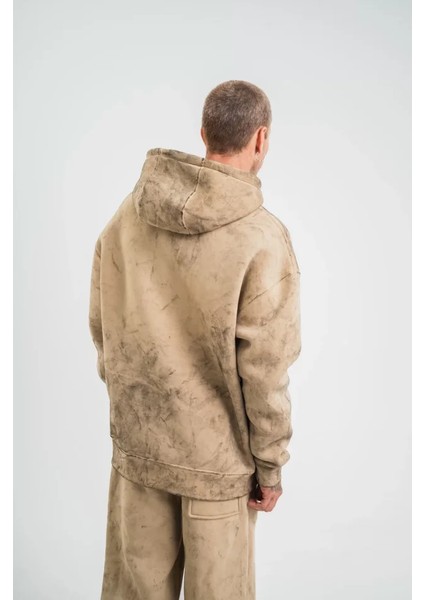 Double Oversize Kapşonlu Yıkamalı Sweatshirt - Bej fırsatları