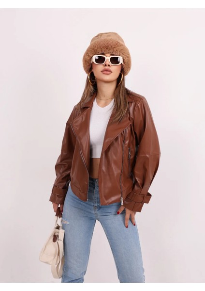 Kadın Oversize Deri Ceket
