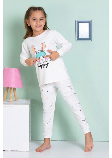 Helenezko Happy Tavşan Baskılı Pijama Takım