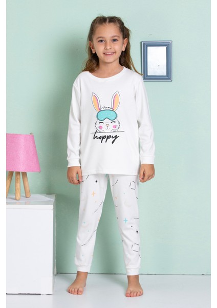 Helenezko Happy Tavşan Baskılı Pijama Takım