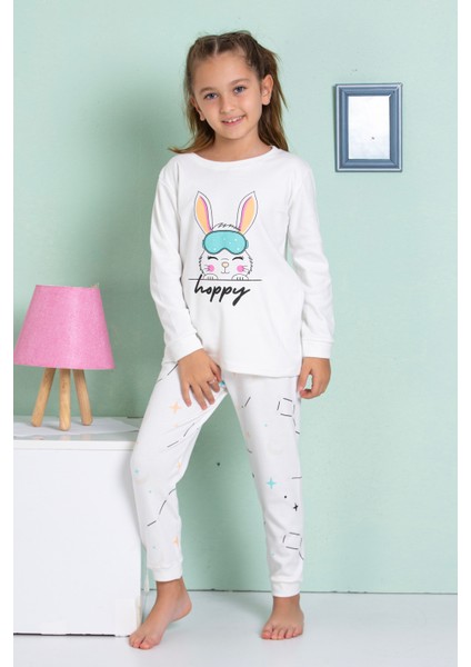 Helenezko Happy Tavşan Baskılı Pijama Takım