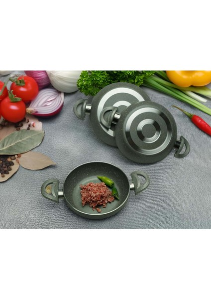 18-20-22 cm 3 Lü Set Çift Kulplu Granit Kaplama Sahan Omlet Tava