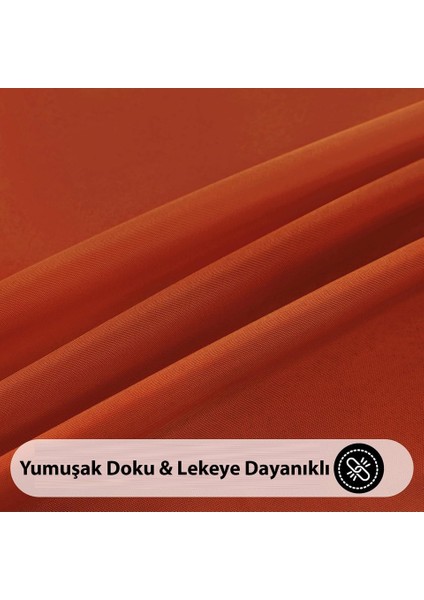 Sıvı Geçirmez Dertsiz Oval Masa Örtüsü Kiremit + 6 Peçete