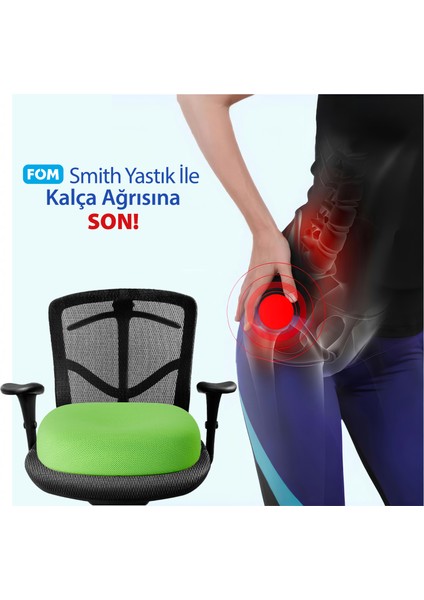 Smith Visco Konforlu ve Rahatlatıcı Oturma Simidi Yastık, Ortopedik, 45 x 44 x 8, Yeşil