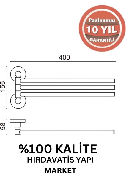 Paslanmaz Pirinç Flora Üçlü Döner Havluluk Altın Sarı Gold fiyatları