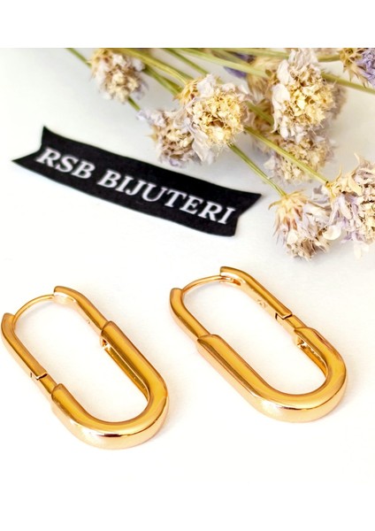 Küpe Oval Xupingg Rodyum Altın Kaplama 316L Çelik
