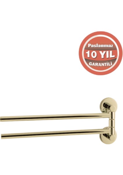 Paslanmaz Pirinç Flora İkili Döner Havluluk Altın Sarı Gold modelleri
