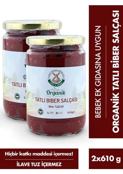Organik Tuzsuz Tatlı Biber Salçası 2 x 610 gr