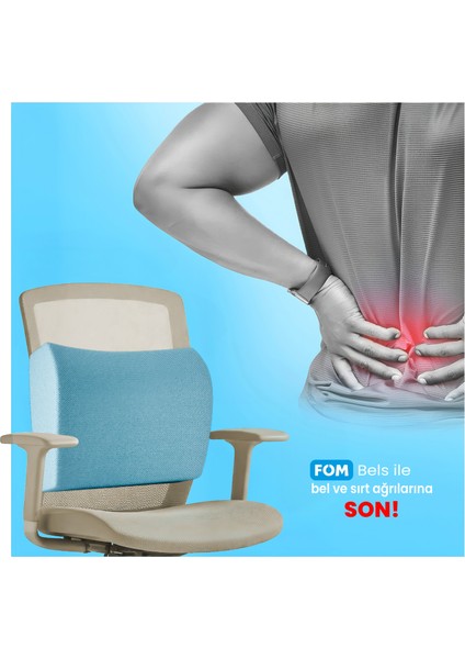 Bels Visco Konforlu ve Rahatlatıcı Bel Destek Yastık, Ortopedik, 40 cm x 34 cm x 12 cm, Açık Mavi fiyatları