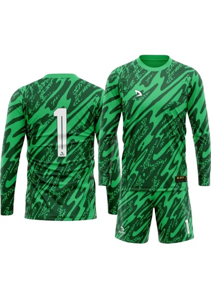Erkek Uzun Kollu Yeşil Nefes Alabilen Kaleci Forması ve Şortu Goalkeeper Jersey Gk DMNF5587