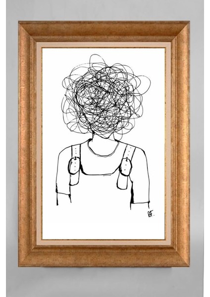 Altın Çerçeveli Paspartulu Tablo CV402