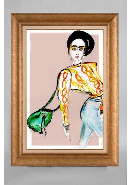 Altın Çerçeveli Paspartulu Tablo CV198