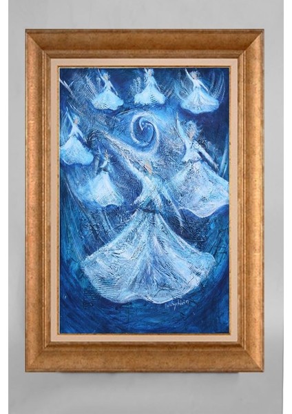 Altın Çerçeveli Paspartulu Tablo CV432