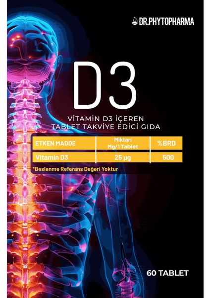 Vitamin D3 1000 Iu 25 Mcg 60 Tablet fiyatları