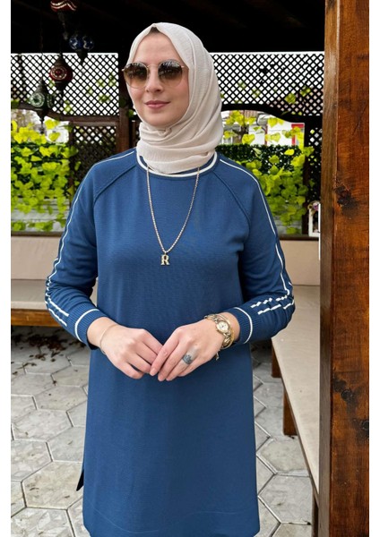 Yıldız Pantolonlu Triko Takım Indigo