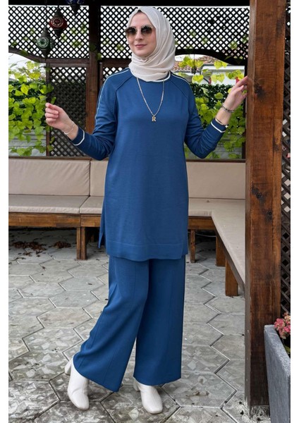 Yıldız Pantolonlu Triko Takım Indigo