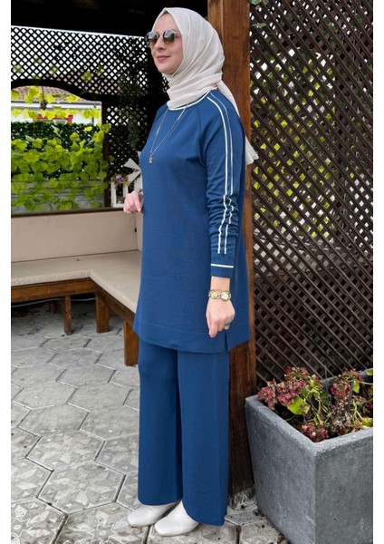 Yıldız Pantolonlu Triko Takım Indigo