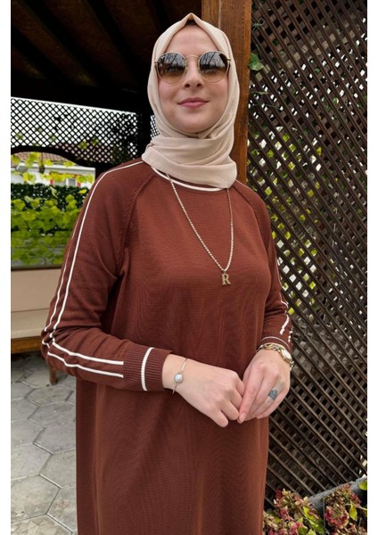 Yıldız Pantolonlu Triko Takım Kahve