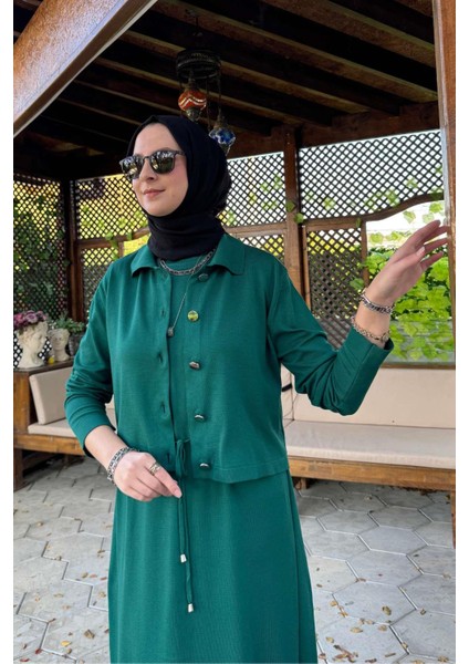 Hazal Triko Elbise Zümrüt