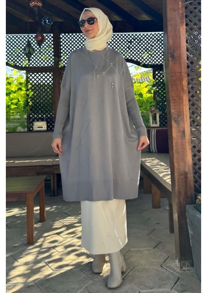 Melda Triko Tunik Gri