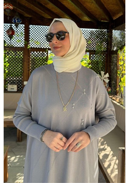Melda Triko Tunik Gri