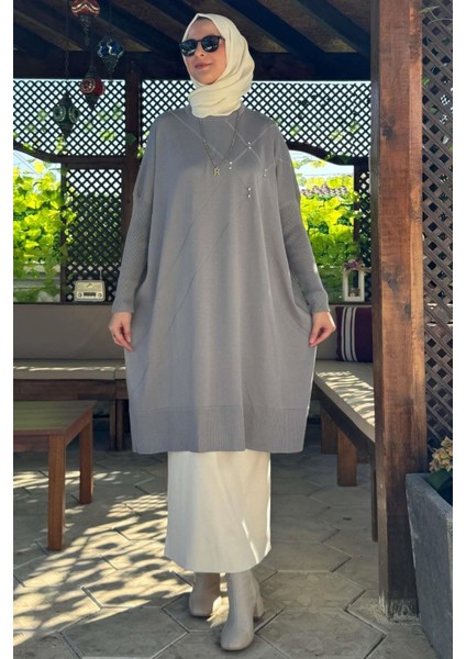 Melda Triko Tunik Gri