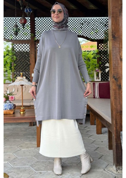 Sevda Triko Tunik Gri