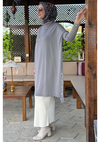 Sevda Triko Tunik Gri