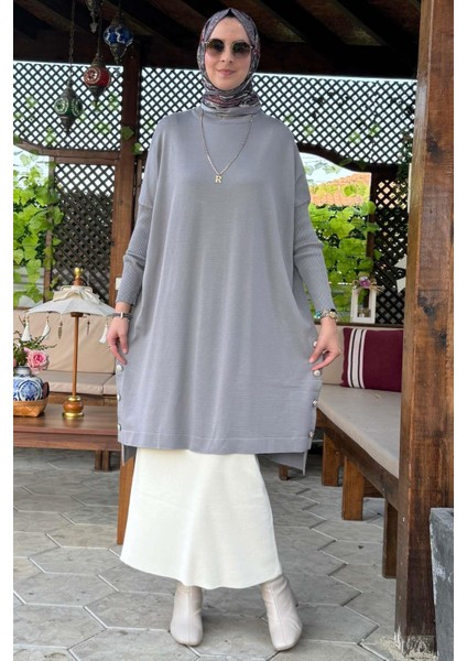 Sevda Triko Tunik Gri