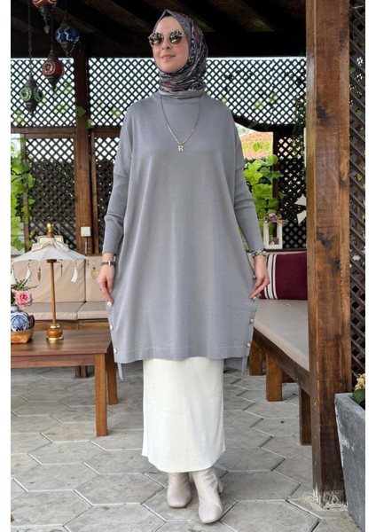 Sevda Triko Tunik Gri