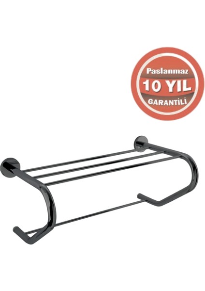Paslanmaz Pirinç Flora Destekli Raf Havluluk 50CM Mat Siyah modelleri