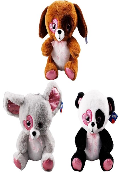 Peluş 35 cm Parlak Kalp Gözlü Asortiler PL62267