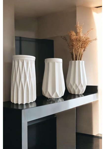 3'lü Minimal Bohem Vazo Set, Iskandinav Dekoratif Mini Vazo Set