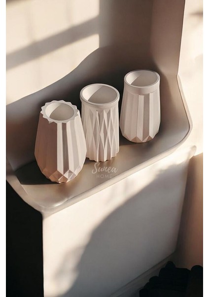 3'lü Minimal Bohem Vazo Set, Iskandinav Dekoratif Mini Vazo Set