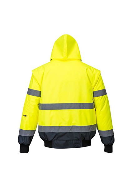 C465 - Hi-Vis 3-In1 Kontrast Bomber Mont Sarı/lacivert