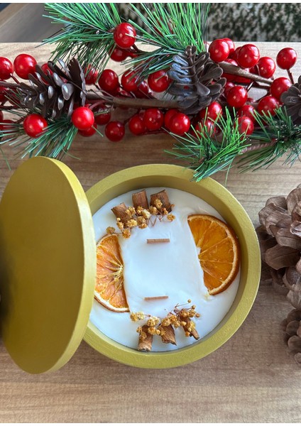 Fall In Olıve, Tarçın ve Portakallı Mum, Soy Wa x , Beton Saksılı Dekoratif Mum, Vanilyalı Mum