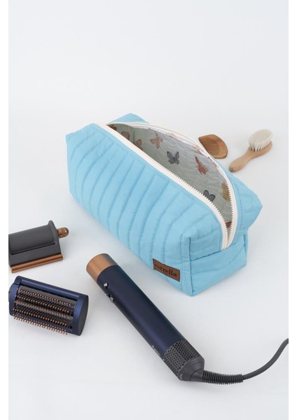 Çizgi Turkuaz Dyson Airwrap ve Tüm Saç Şekillendiriniz Için Xl Boy Çanta Seyahat Çantası Turkuaz