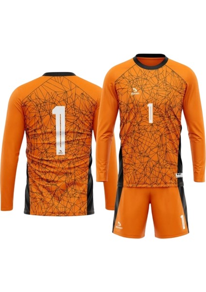Çocuk ve Yetişkin Uzun Kol Turuncu Maç Futbol Kaleci Forması Goalkeeper Jersey Gk DMN225439