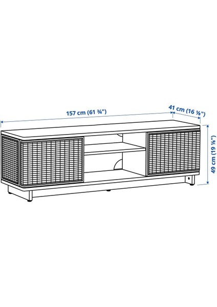 Tv Sehpası, Rattan, 157 x 41 x 49 cm