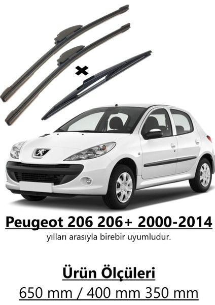 Peugeot 206 206+ 2000-2014 Ön ve Arka Muz Silecek Takımı