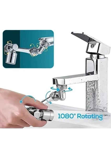 1080 Derece Dönen Hareketli Musluk Başlığı Banyo Mutfak Musluk Başlığı Robotik Musluk Ucu Uzatma Aparatı