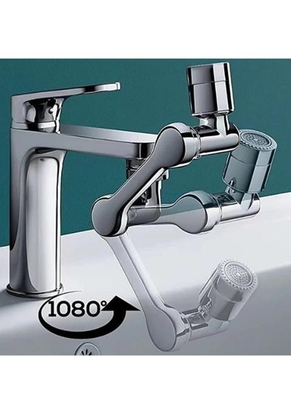 1080 Derece Dönen Hareketli Musluk Başlığı Banyo Mutfak Musluk Başlığı Robotik Musluk Ucu Uzatma Aparatı