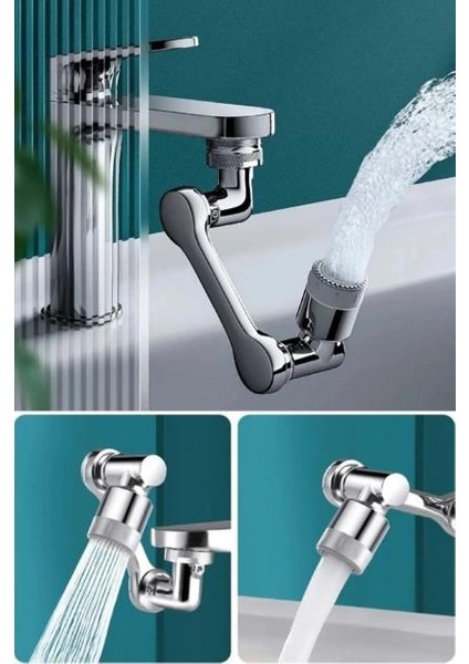 1080 Derece Dönen Hareketli Musluk Başlığı Banyo Mutfak Musluk Başlığı Robotik Musluk Ucu Uzatma Aparatı