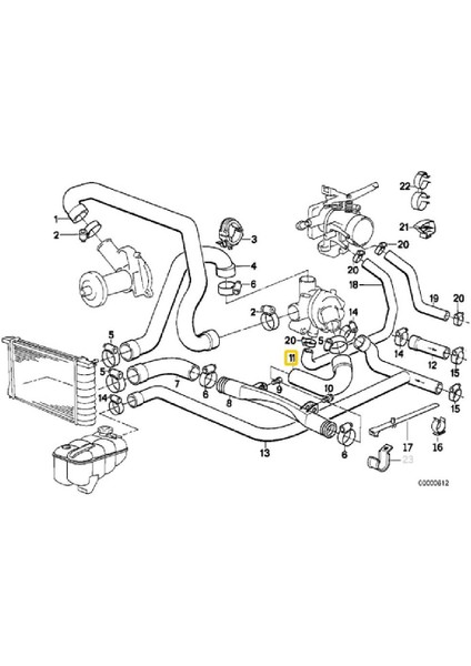 Bmw E30 ve E34 Uyumlu M20 Motor Su Hortumu 11531718982