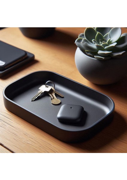Modern Dikdörtgen Minimalist Anahtarlık Masa Üstü Siyah Organizer Kase