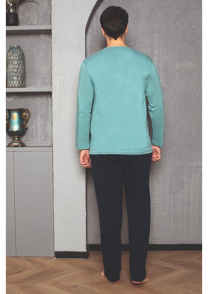 Erkek Baskılı Uzun Kollu Örme Pijama Takımı