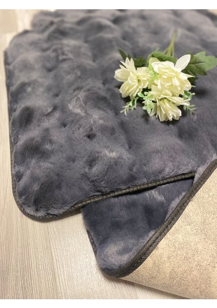 Bubble Tavşan Tüyü, Kaymaz Taban, Süper Soft, Ultra Lüks, Makinede Yıkanabilir 2'li Banyo Paspası
