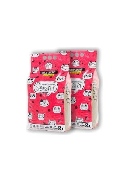 2 Adet Bastet Tozsuz Kedi Kumu Poşet 8 Lt