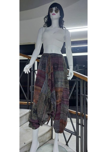 Hint Otantik Yıkamalı Taşlanmış Patchwork Uniseks Şalvar Pantolon (100 Cm) fırsatları